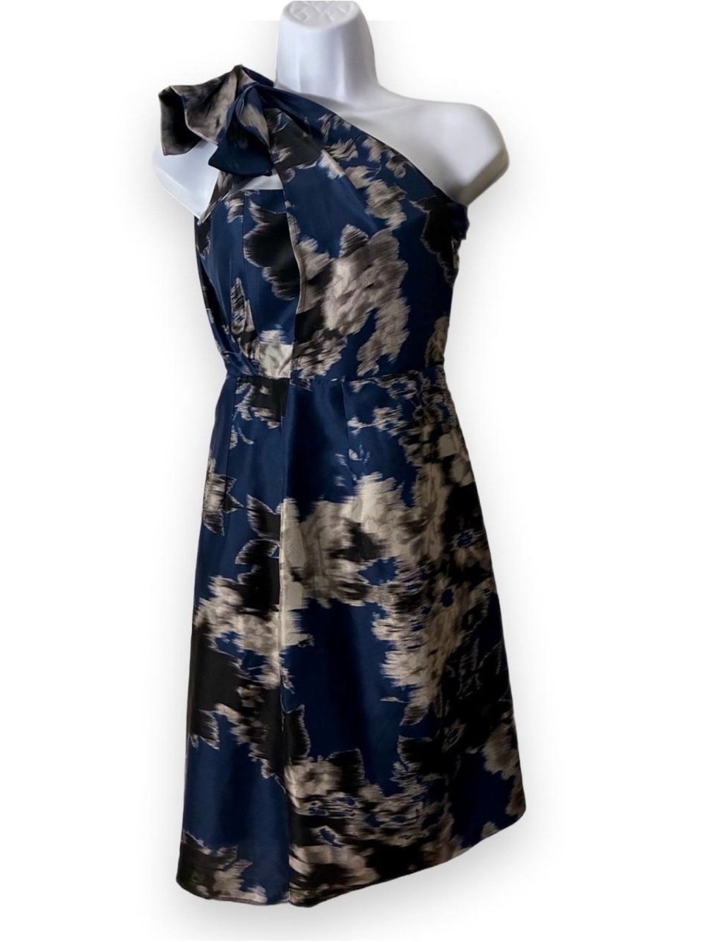 Tara Jarmon 100% Silk One-Shoulder Abstract Floral Dress Size 36 / US 4